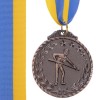 Медаль наградная для бильярда Бильярдист с лентой (3 место, бронза)  ø5см