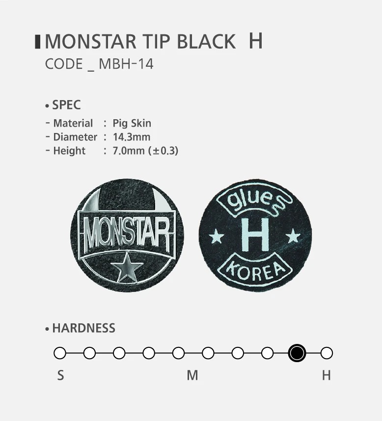 Наклейка для кия Monstar Black ø14мм Hard 1шт.