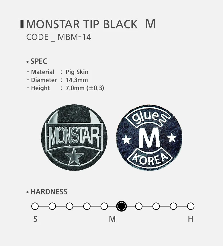 Наклейка для кия Monstar Black ø14мм Medium 1шт.